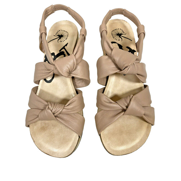 OTBT Far Side Platform Wedge Sandal Knotted Neutral Brown Taupe Leather Size 8.5 - Picture 2 of 10